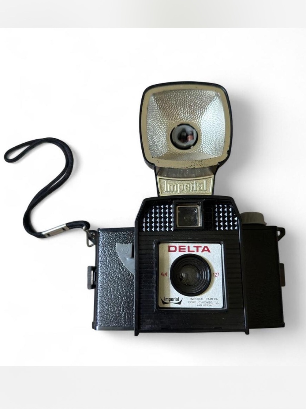 Imperial Delta 1960s Black 4x4 Camera with #127 Silver Flash Reflector